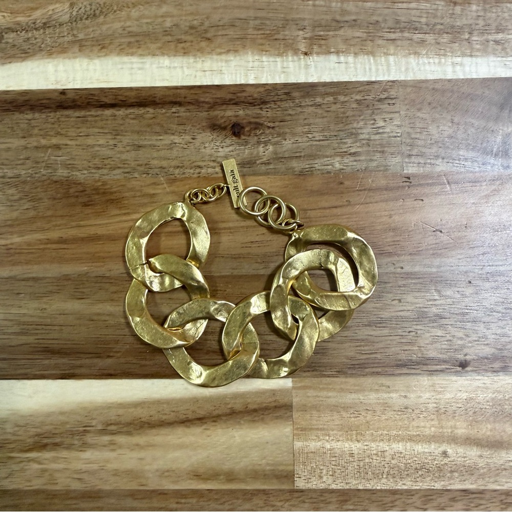 Cult Gaia Dulce Hammered Metal Gold Chain Bracelet $298 MSRP New In Box - Picture 6 of 6